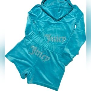 Juicy Couture Velour Track Suit Set Teal Large